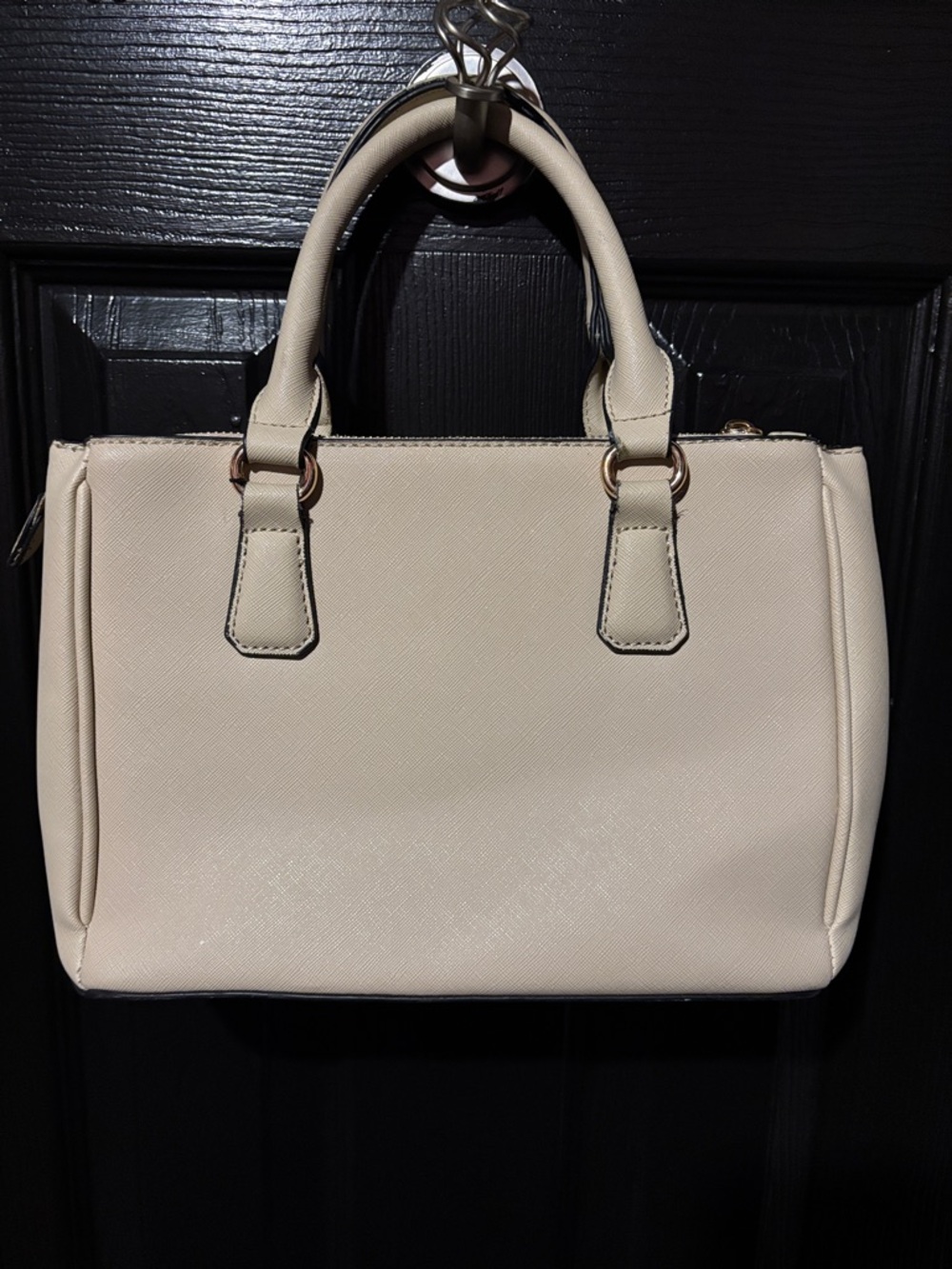 Structured Cream Top-Handle Satchel for Women